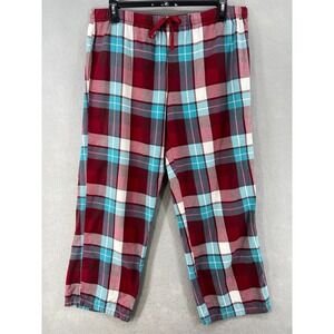 Life is Good Pajama Pants Mens XL‎ Sleepwear Red Blue Plaid Lounge Bottoms